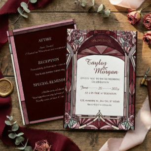 Convite de casamento em estilo vitral