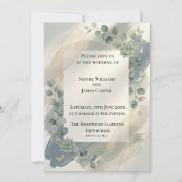 Convite de Casamento em Eucalipto Cinza Azul