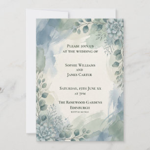 Convite de Casamento em Eucalipto Cinza Azul
