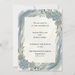Convite de Casamento em Eucalipto Cinza Azul