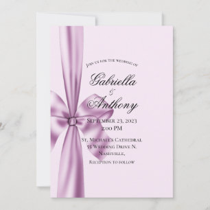 Convite de Casamento em Fita de Cetim Roxo Lavanda