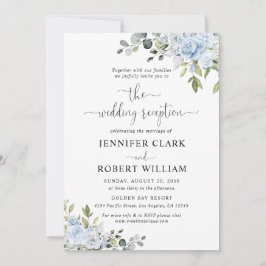 Convite de Casamento em Floral Azul Empoeirado com