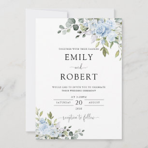 Convite de Casamento em Floral Eucalipto Azul Empo