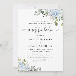 Convite de Casamento em Floral Eucalipto Azul Empo