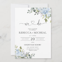 Convite de Casamento em Floral Eucalipto Azul Empo