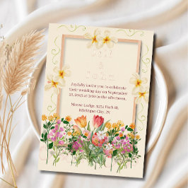 Convite de Casamento em Folha com Floral de Flores