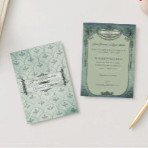 Convite de casamento em folha metálica verde sage