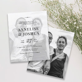 Convite de casamento em foto preta e branca modern