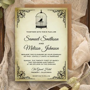 Convite de Casamento em Gaiola de Pássaro Vintage 