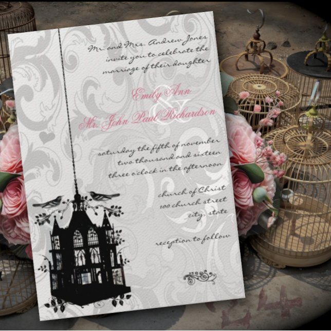 Convite de Casamento em Gaiola de Pássaros Vitoria (Criador carregado)