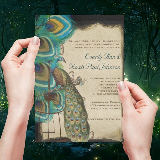 Convite de Casamento em Gaiola de Pavão Musical Rú (Criador carregado)