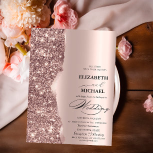 Convite de Casamento em Grafite Dourado Rosa Elega