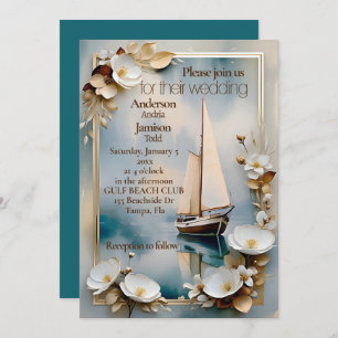 Convite de casamento em iate náutico