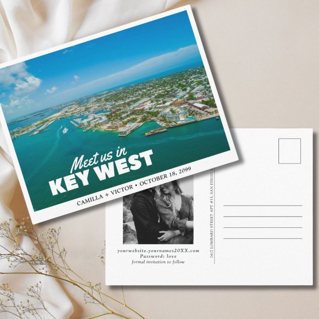 Convite de casamento em Key West com foto aérea (Key West Wedding Save the Date Postcard
)