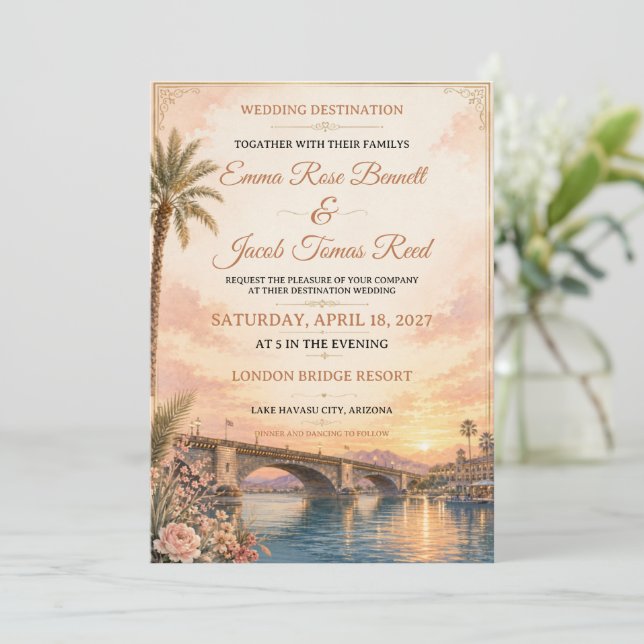 Convite de casamento em Lake Havasu (Em pé/Frente)