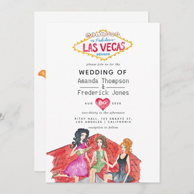 Convite De Casamento Em Las Vegas (Frente/Verso)
