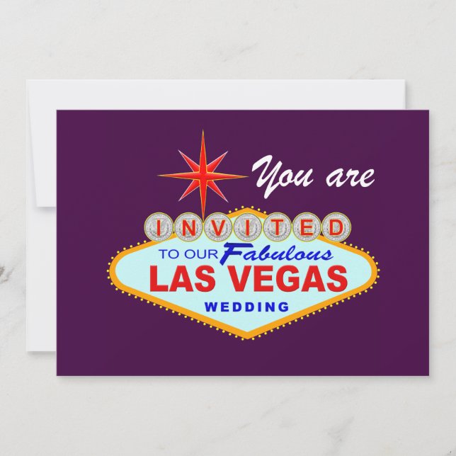 Convite de Casamento em Las Vegas ROXO (Frente)