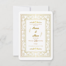 Convite de Casamento em Letra Moderna Floral Pêsse