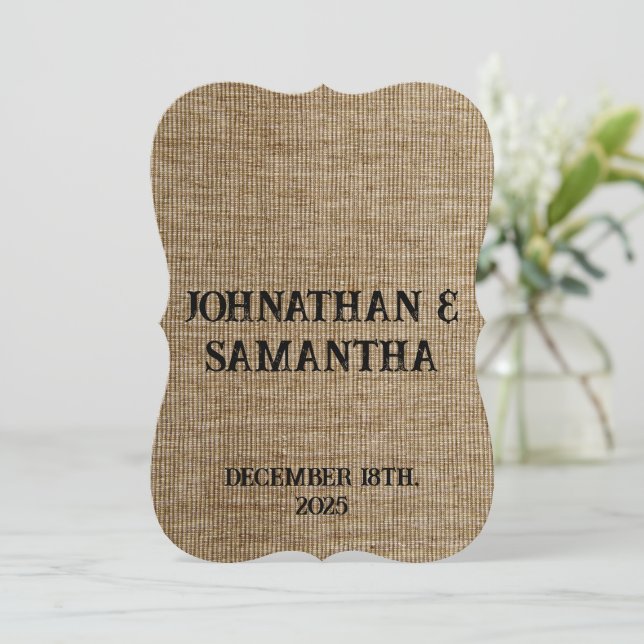 Convite de Casamento em Lona Rústica – Personaliza (Em pé/Frente)