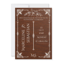 Convite de Casamento em Madeira de Noz Americana L