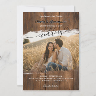 Convite de Casamento em Madeira Rústica com Foto