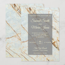 Convite de Casamento em Mármore Marfim Elegante