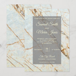 Convite de Casamento em Mármore Marfim Elegante