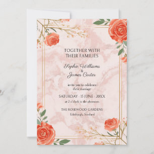Convite de Casamento em Mármore Rosa Coral