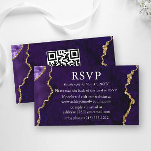 Convite de Casamento em Mármore Roxo Aquarela com