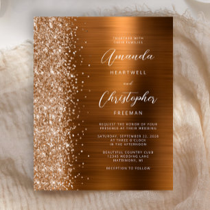 Convite de Casamento em Metal Glam Cobre Orçamento