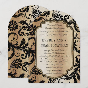 Convite de Casamento em Metalizado Gelo Damask Pre