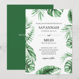 Convite de Casamento em Moldura de Folha de Palmei