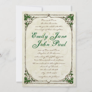 Convite de Casamento em Moldura de Hera com Galho