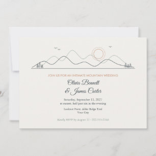Convite de Casamento em Montanha com Arte Linear