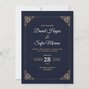 Convite de Casamento em Ouro de Luxo Personalizado