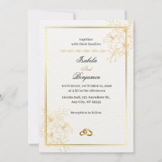 Convite de casamento em ouro elegante