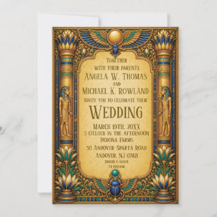 Convite de casamento em ouro elegante do Antigo Eg