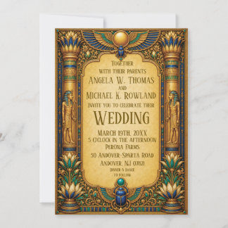 Convite de casamento em ouro elegante do Antigo Eg