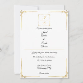 Convite de Casamento em Ouro Formal Atemporal Eleg