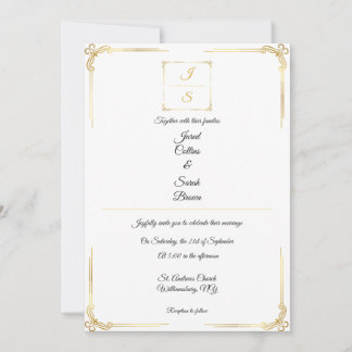 Convite de Casamento em Ouro Formal Atemporal Eleg