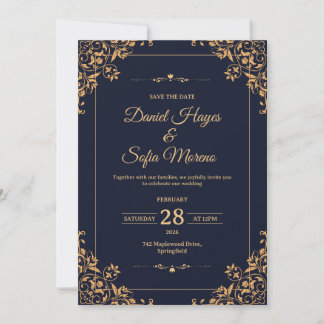 Convite de Casamento em Ouro Personalizado |