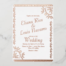 Convite de casamento em papel alumínio prensado do