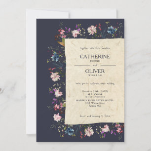Convite de Casamento em Papel Artesanal de Flor Si