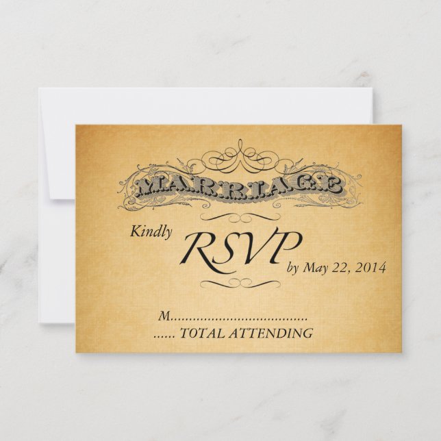 Convite de Casamento em Papel Vintage com RSVP (Frente)