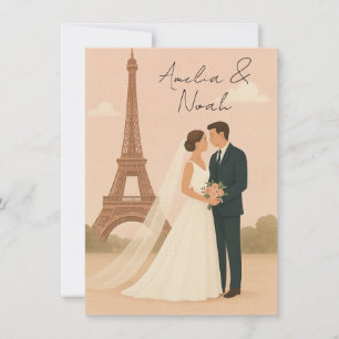 Convite de Casamento em Paris Elegante Torre Eif