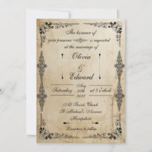 convite de casamento em pergaminho do século XVIII