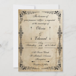 convite de casamento em pergaminho do século XVIII