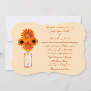 Convite de Casamento em Pote de Vidro com Flores L