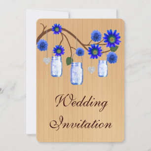 Convite de Casamento em Potes de Pedra Azul Countr