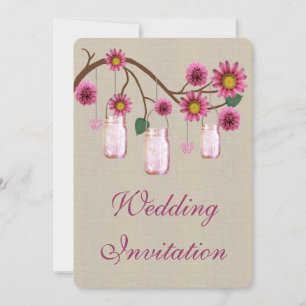 Convite de Casamento em Potes de Pedra Rosa Rustic